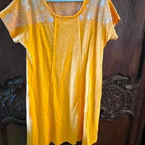 Soft Surroundings embroidered A-line cotton dress tangerine